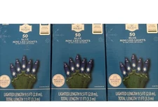 3x Blue LED Mini Christmas Holiday String Lights Green Wire 50 Ct Holiday Time