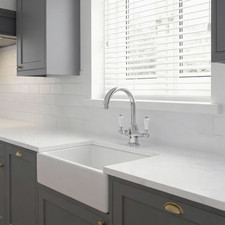 Small Ceramic Belfast  Kitchen Sink & waste Log Cabin Narrow Boat Van Conversion