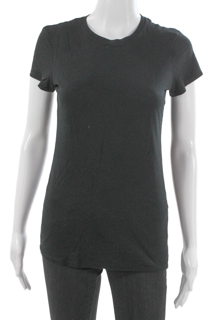 Vince Women Basic Gray Cotton Blend Crew Neck T-Shirt Short Sleeve Size SFree Shipping in US $100+ Orders | $6.95 Orders Below