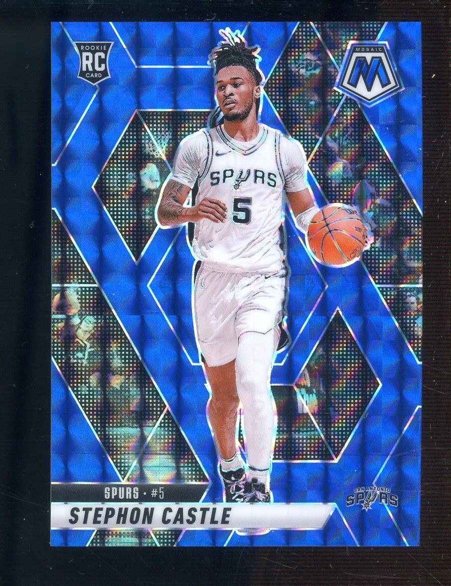2024-25 Panini Blue Mosaic Prizm #236 Stephon Castle Spurs RC Rookie 49/199