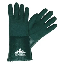 MCR SAFETY 6414 Chemical Gloves,L,14 in.L,Green,PVC,PK12 48GM79