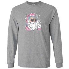 Couture Tee Company Soft Disco Santa Front Print on LS - Sport Grey - SC1452SPGL