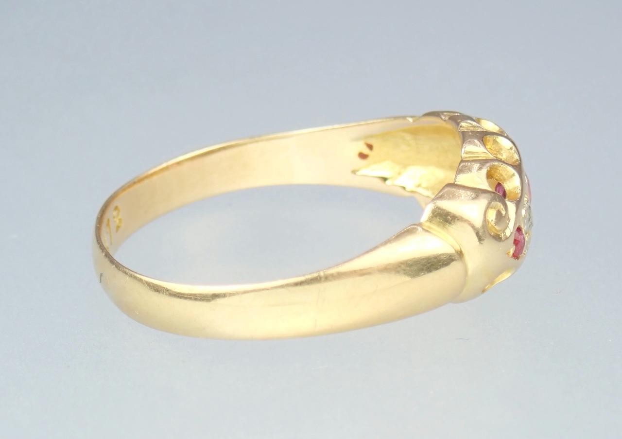 Fine Antique Edwardian Solid 18K Gold Ruby Diamon… - image 4