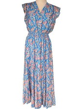 MSK Blue Multi Color Tiered Maxi Dress Size M-RF-224MS