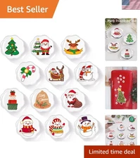 12-Pack Christmas Magnets for Fridge, Glass Christmas Refrigerator Magnets, S...