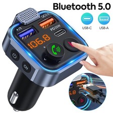 Bluetooth 5.0 Car Wireless FM Transmitter Adapter 2 USB Fast Charger Hands-Free