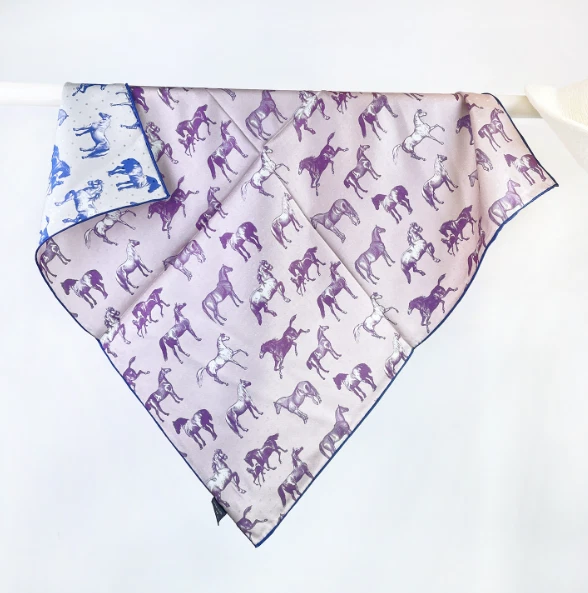 100% Mulberry Silk Scarf Square Neckerchief 65X65cm Bandanna Shawl horse Print