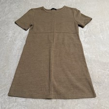 Zara Sweater Dress Women's Small S Beige Tan Khaki Short Sleeve Fall Classic