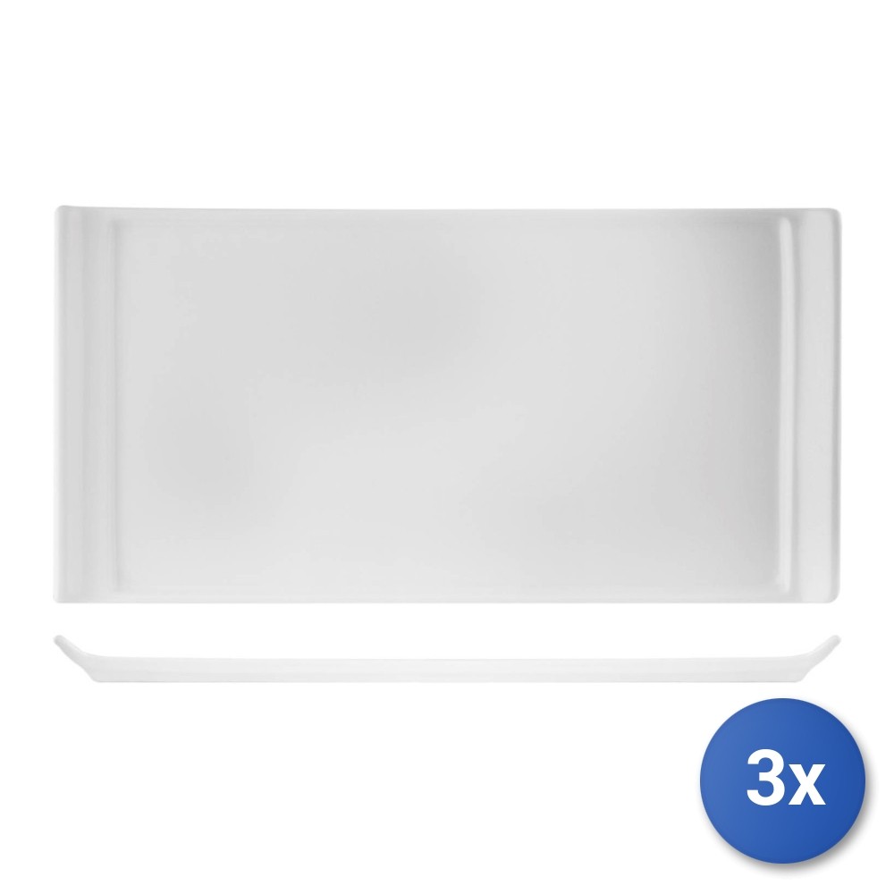 3X Rectangular Trays In White Porcelain 28X15 Cm H&H