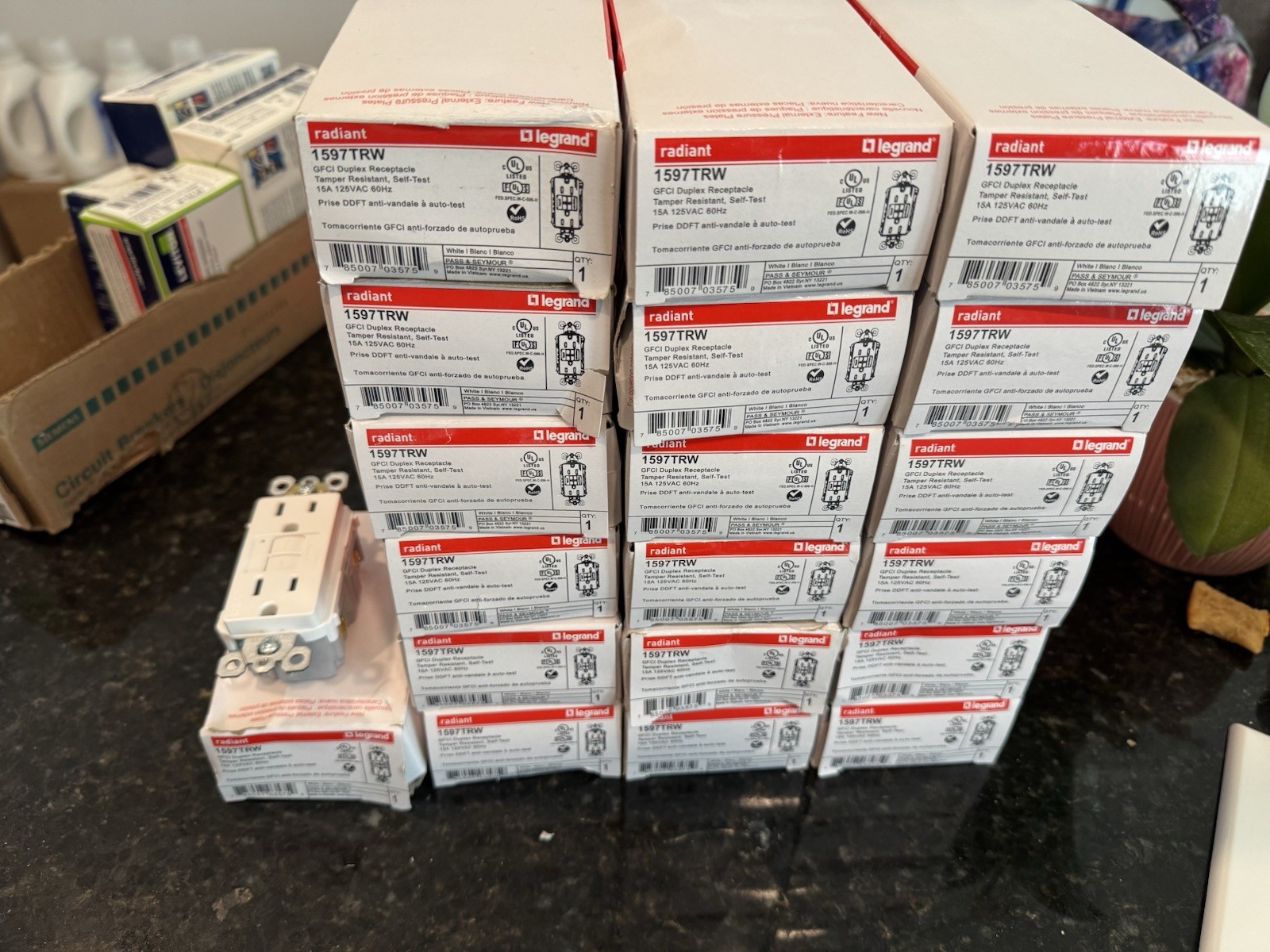 Legrand 1597TRW GFCI Tamper Resistant Self-Test Duplex Receptacle 15A 125V White