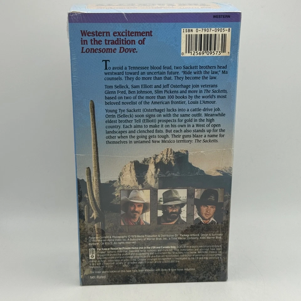 The Sacketts VHS 1991 2-Tapes Set Tom Selleck Sam Elliott Western SEALED NOS OOP - Image 2 of 4