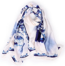 Silk Feeling Long Scarf Fashion Floral Large Scarf Satin Shawl Wraps for Women w