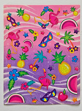 VTG Lisa Frank Sticker Sheet Complete Rare  S120 Fruity Flamingos