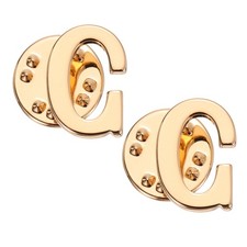Letter Lapel Pins 2Pcs, Initial Alphabet Collar Pins Gold Tone Letter C