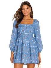 NEW OLIVIA BY LIVRO Cotton Cin Cin Mini Dress Blue Dragonflies Size S ret $375