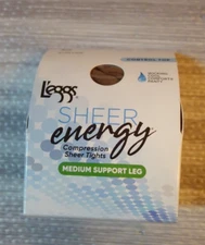 L'eggs Sheer Energy Pantyhose Control Top Size B Suntan Medium Support Leg