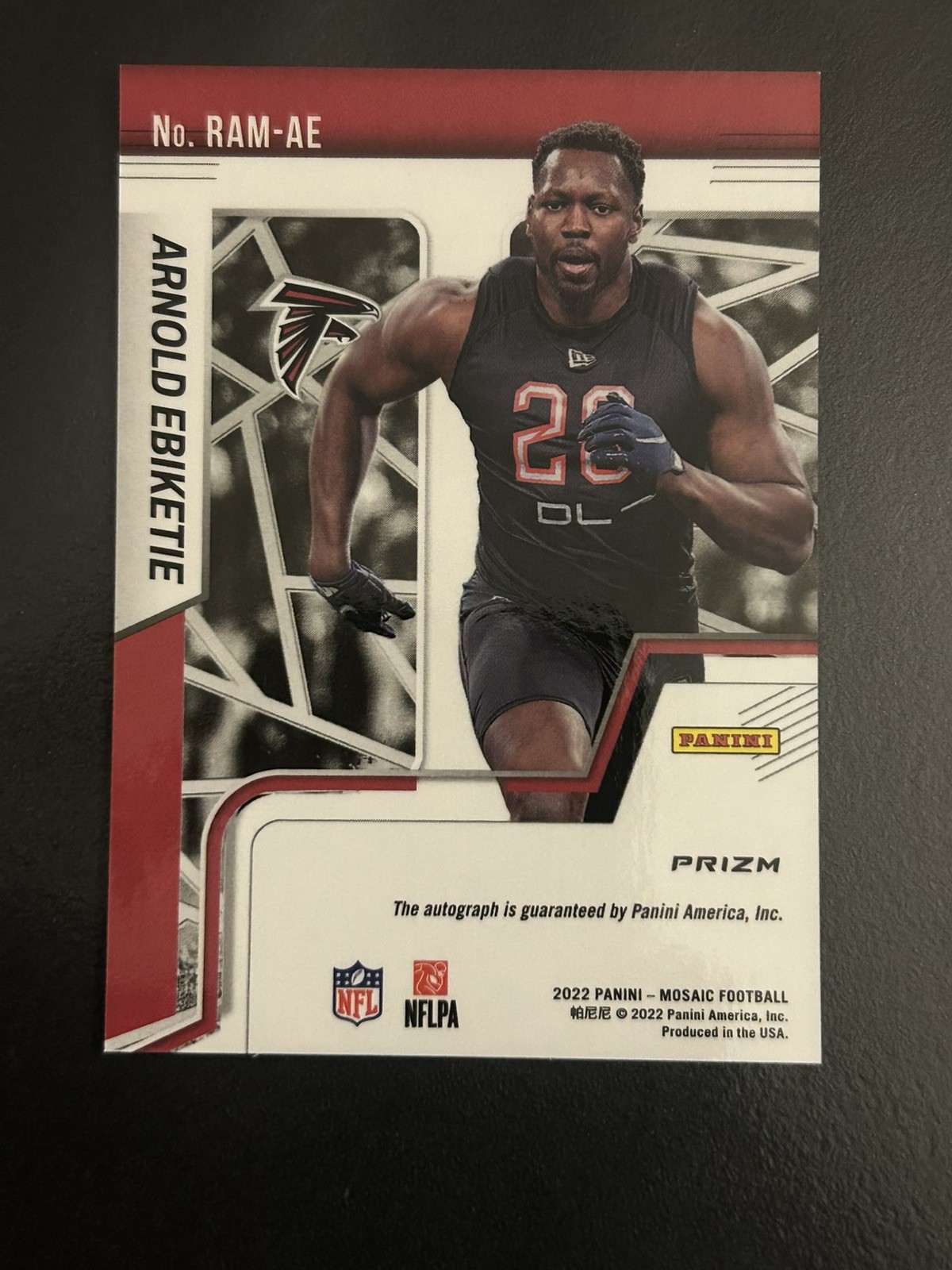Arnold Ebiketie Panini Mosaic Rookie Autograph Mosaic #RAMAE Red Mosaic