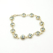 14K Yellow Gold Blue Evil Eye Bracelet 6.5