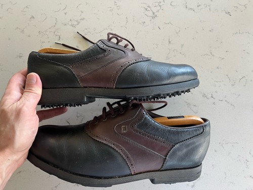 Footjoys Golf Shoes Black/Brown Leather Studs UK Mens 8 - Picture 8 of 8