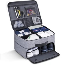Golf Trunk Organizer 2 Layer, Car with Ventilated Compartment for Pair Shoes,...