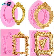 4PCS Baroque Frame Mold Picture Photo Frames and Mirrors Silicone Fondant