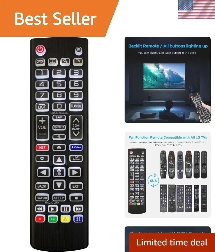 Backlit Universal Remote Control for LG Smart TV - All Keys 