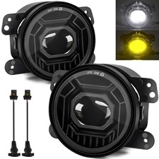 4" Round LED Fog Lights for Jeep Wrangler JK JKU JLU, 60W OffRoad Lamps