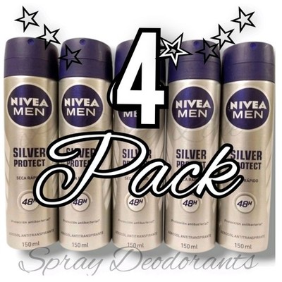 4 Pck Silver Protect NIVEA DEODORANT For Men Desodorante Para Hombre Seca Rapido