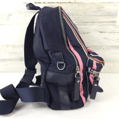 TORY BURCH TILDA STRIPED NYLON MEDIUM BACKPACK WITH ZIP 
