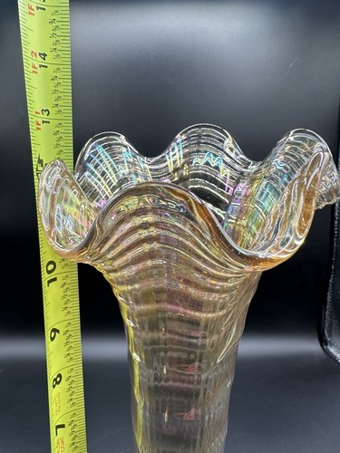 Art Deco Imperial Carnival Marigold Ripple Swung Vase 12” (IF) - Picture 10 of 10