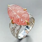 18 ct Natural Strawberry Quartz Ring 925 Sterling Silver Size 7.5 /R459395