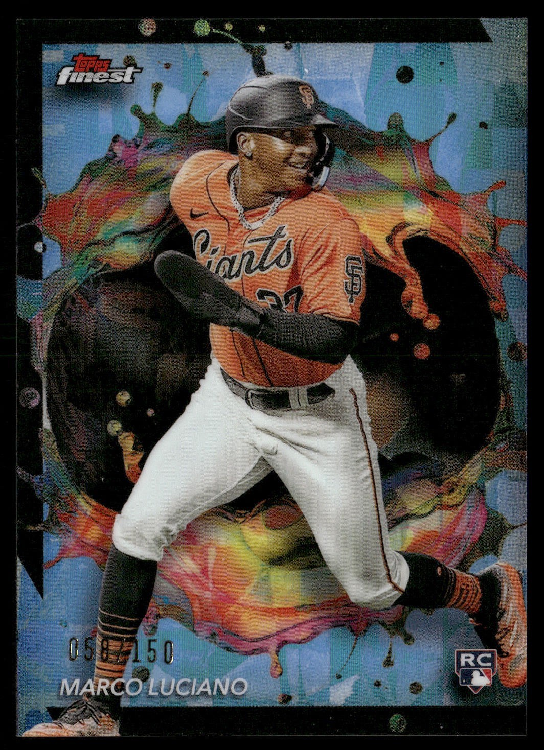 2024 Topps Finest - Rare Marco Luciano #276 Sky Blue Refractor /150 (RC)