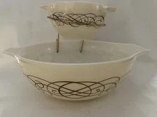 Vintage Pyrex Golden Scroll Chip And Dip Bowl Set 441 & 444 USA