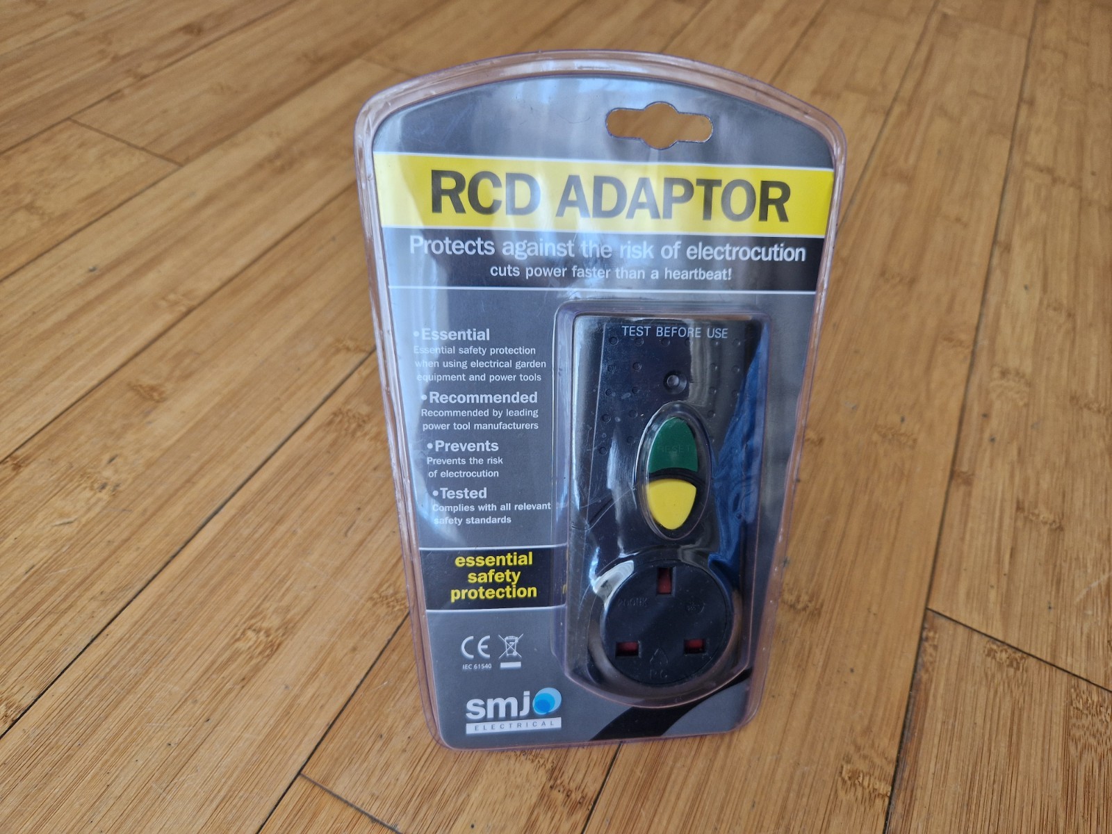 SMJ ELECTRICAL RCD Socket Adapter 240V 13A Electrocution Safety Protection Black