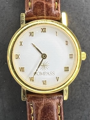 Jorg Gray Womens 26mm Gold Case Cream Dial Roman Numerals Brown Lthr Strap (673)