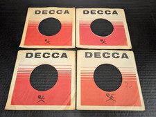 Lot of 4 Vintage Decca Records 45 RPM 7" Company Sleeves for 50s 60s Rock Soul