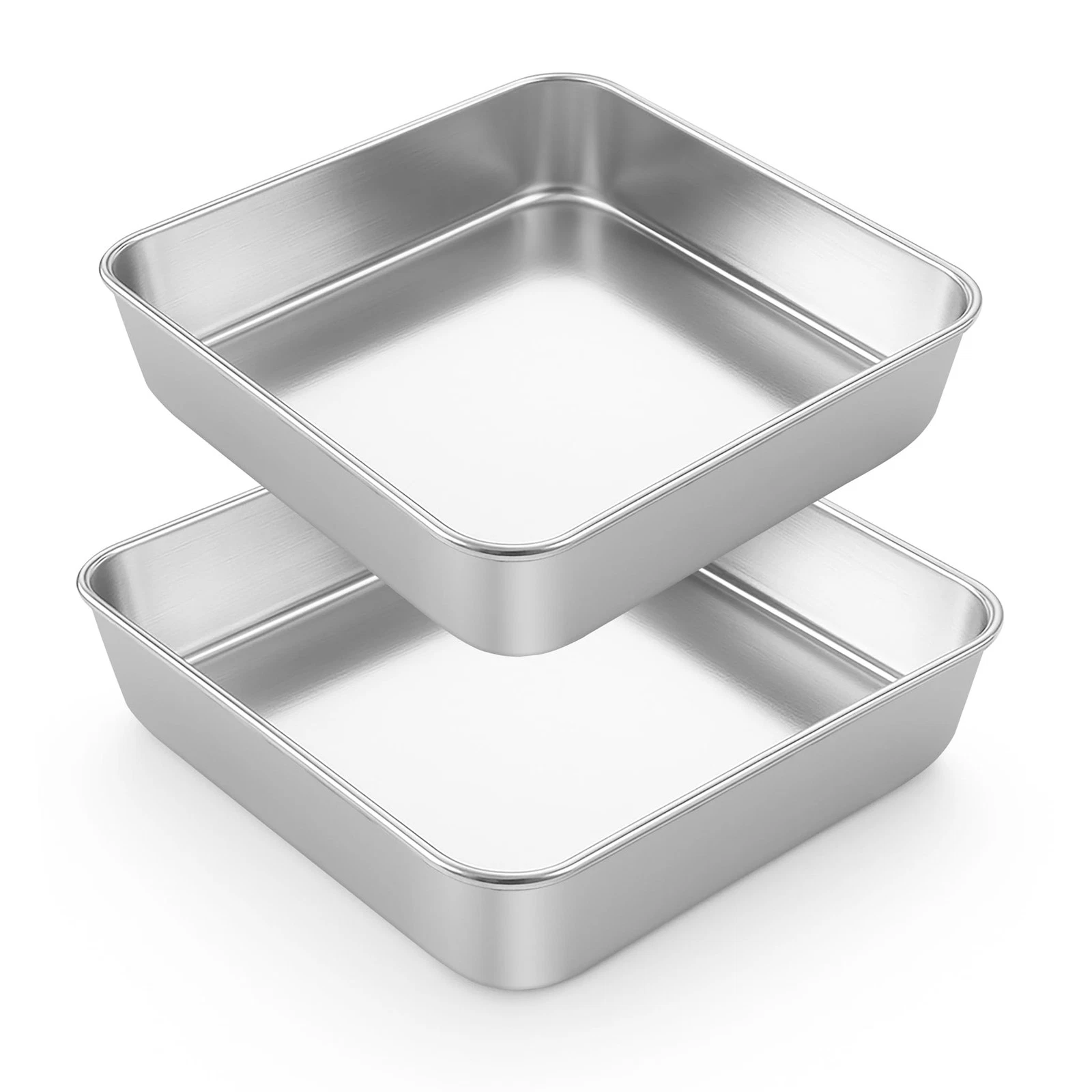 LIANYU 2 Pack 9 x 9 Inch Square Cake Pan, Stainless Steel Baking Lasagna Brow...