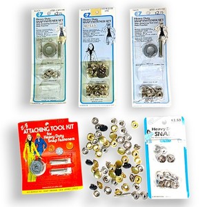 Vtg E-Z Buckle Heavy Duty Snap Fastener Sets Tools Refills Japan 1970s–80s