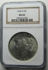 1934-D Peace Dollar, NGC MS64,  Looks Gem, Undergraded!