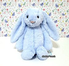 Jellycat Bashful Blue Bunny  Tag Protector - Authentic - Medium 11" Plush - NWT