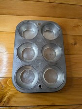 Vintage EKCO T-60 Aluminum 6-Cup Muffin Cupcake Pan Baking Sheet Made in USA