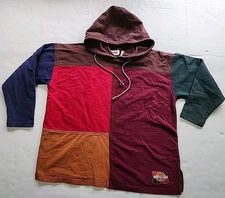 80s 90s Gitano Hoodie Sz Large Colorblock Multicolor Hooded Sweatshirt Unisex