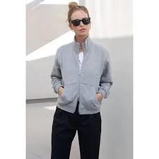 AYR Jacket The Zip It Up Sweatshirt Women SZ SMALL Gray Full Zip French Terry