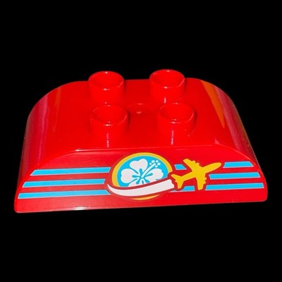 Duplo red decorated 2X4 block rounded- airport logo- combined shipping (MISC45)