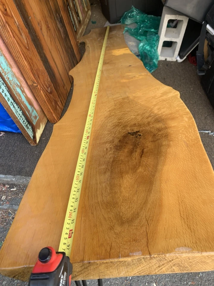 Blonde Ash Finished And Stained Live Edge Console Table-TV Stand - - Image 2 of 3