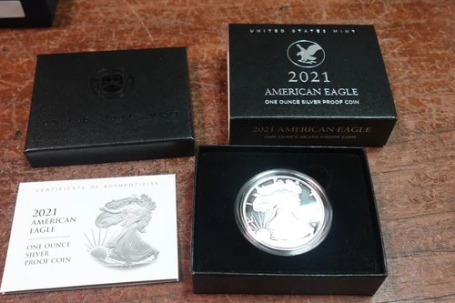 2021 W Type 2 American Silver Eagle Proof Bullion $1 Coin OGP COA