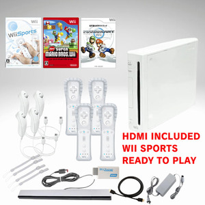 Nintendo Wii Console Bundle HDMI Wii Sports Mario Kart 1-4 Controllers Tested