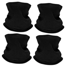 4 Winter Neck Gaiters for Men, Fleece Neck Warmer Gators Face Mask, Mens Black