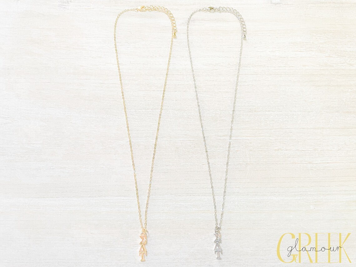 Sigma Delta Tau Sorority Lavalier Necklace - Greek Letter Pendant With Chain For Sorority Sisters