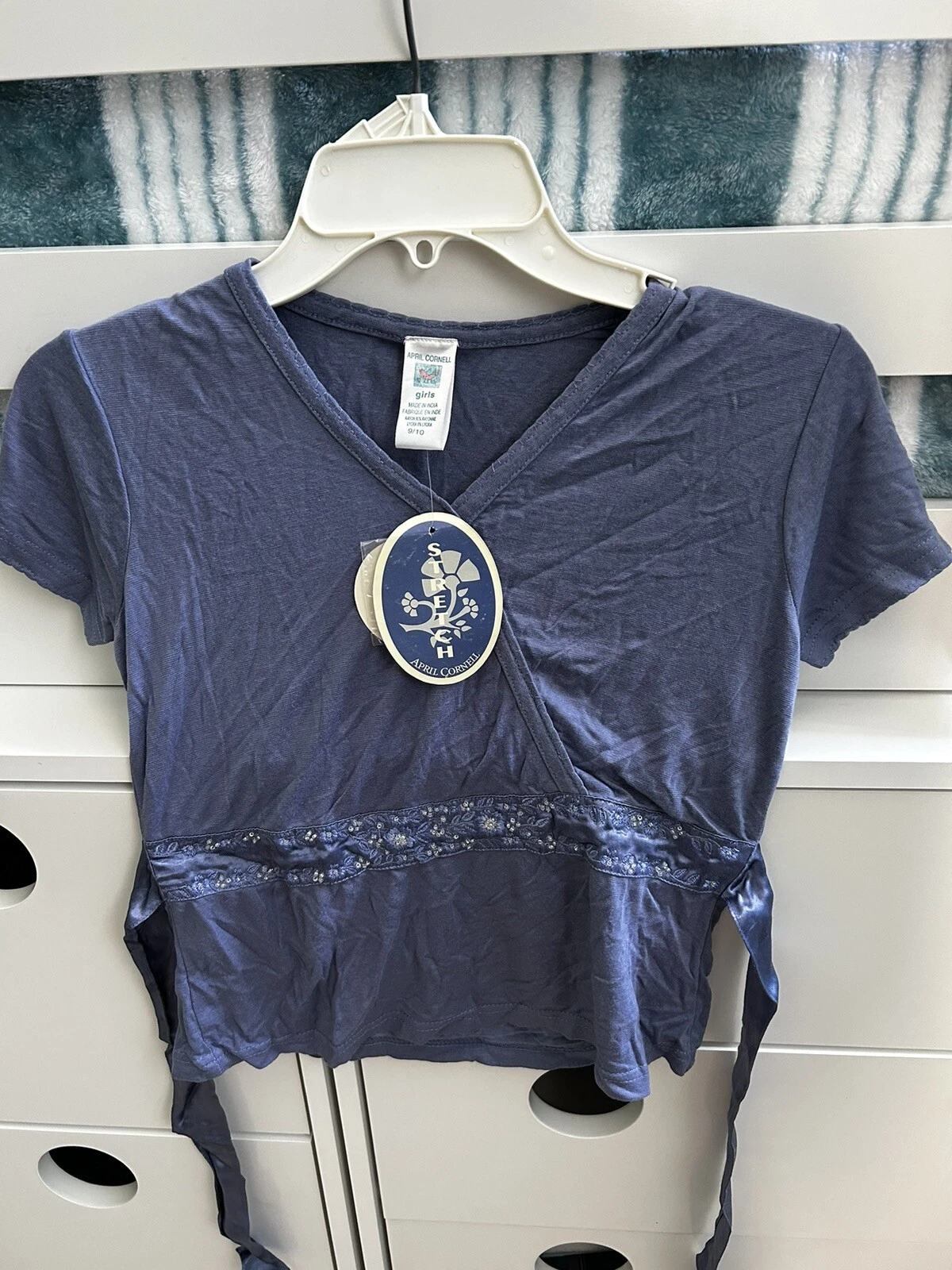 Girls April Cornell Blue Shirt Size 9/10
